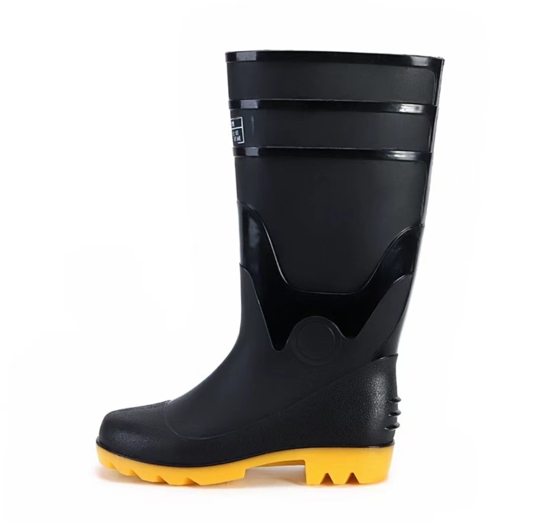 Armor Factory Price Cheap Women Rubber Rain Boots, PVC Safety Shoes Yellow Gum Boots, High Heel Boots