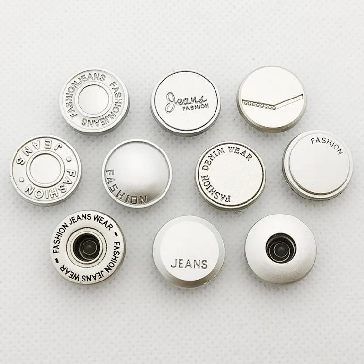 Fast Delivery Promise Lead Free Logo Engraved Remove Metal Jeans Rivet Buttons for Clothing
