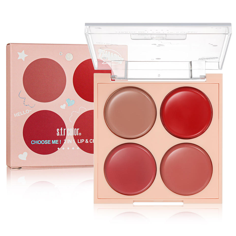 2025 China S.f.r Color Private Label New Hot Selling Wholesale Face Beauty Cosmetics 2 In 1 Lip & Cheek 4-color Blush Palette