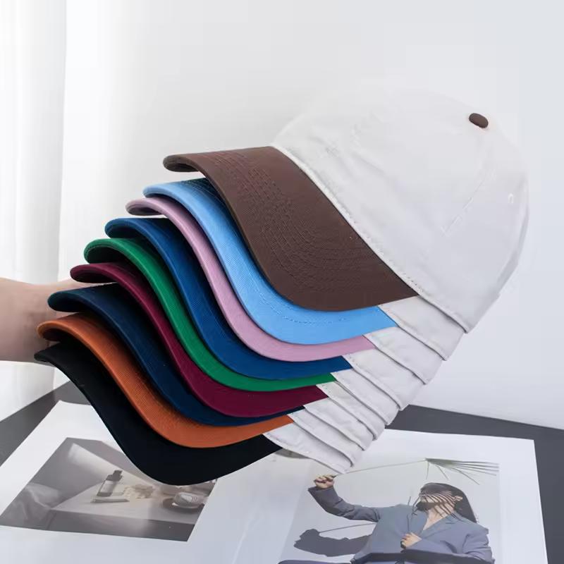Blank Promotion Cap Washed Cotton Two Tone Baseball Cap Plain Soft Unstructured Dad Hat For Men Women