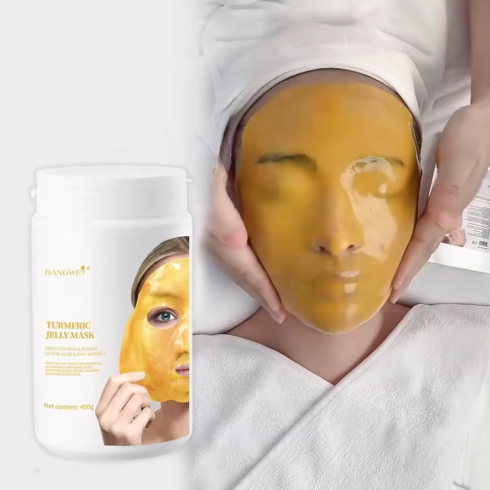 Bangwei 400g Fast Shipping Private Label Face Mask Whitening Turmeric Peel Off Jelly Mask Powder Face Body Mask