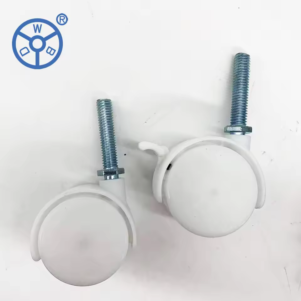 Rts Fast Shipping Factory Direct Grip Ring Stem 2 Inch Swivel White Caster Wheels With Brake For Furniture