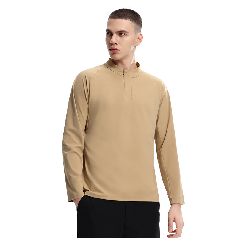 New Men's Standing Collar Outdoor Sports Half Zipper Quick Dry Running T-Shirt
