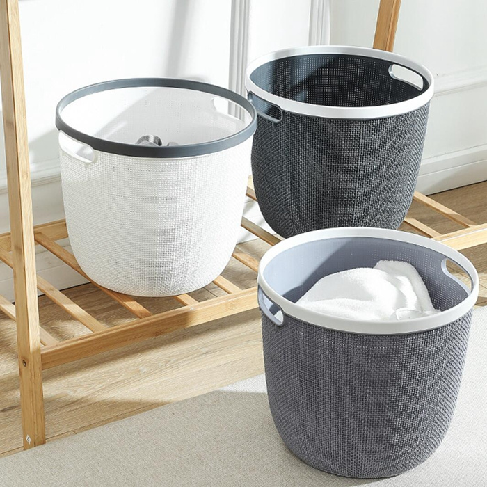 Laundry Basket Plastic Storage Hamper for Kitchen Bathroom Office
