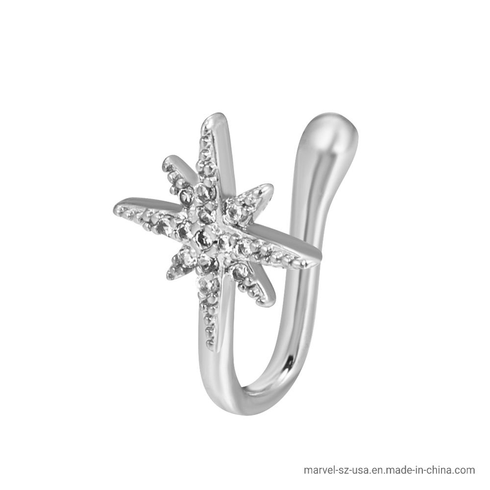 Fake Piercing Nose Ring Heart Star Crown Clip on Nose Clip Cuff