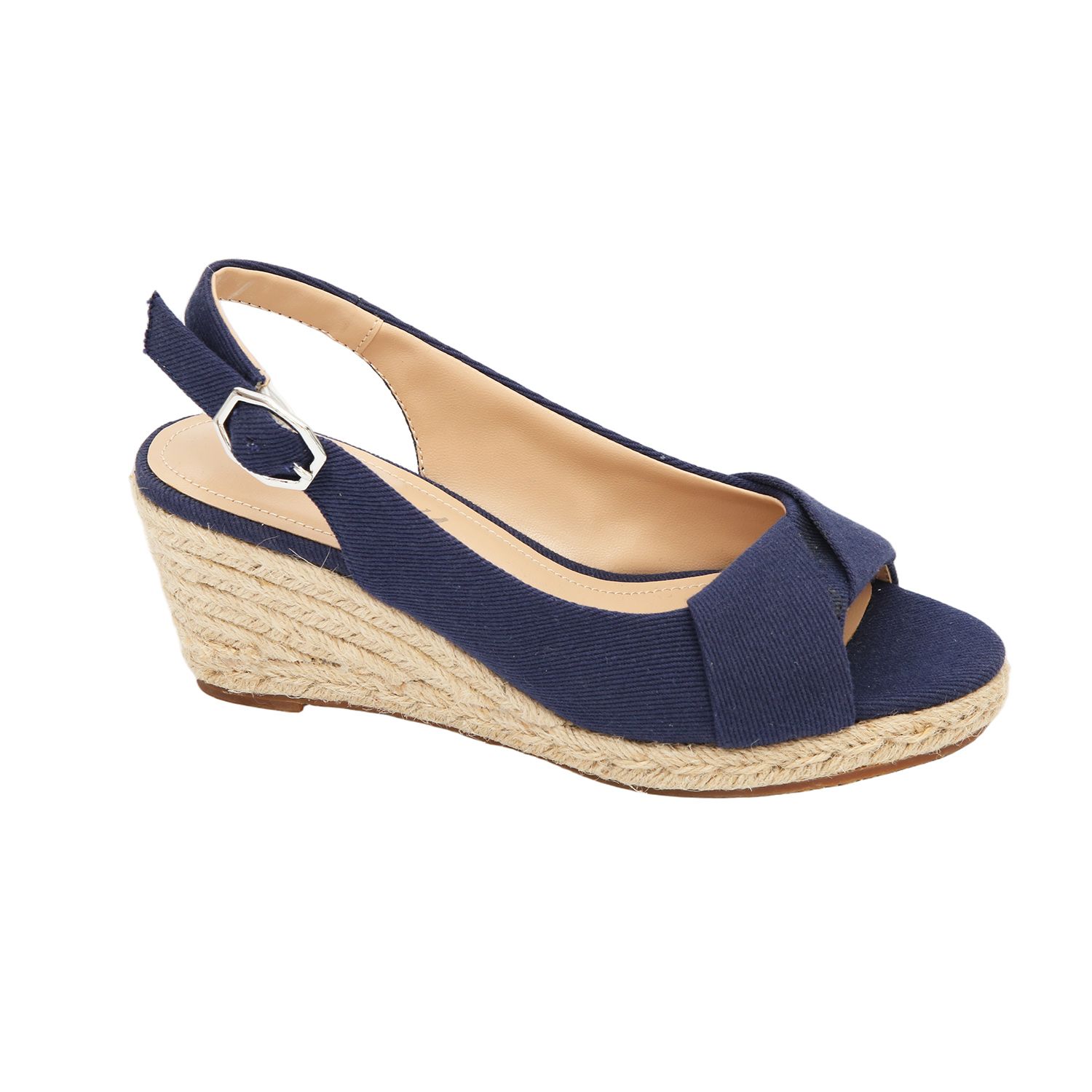 Women/Lady Open Toe Canvas Wedge Espadrilles Sandal Shoes with Buckle Slingback