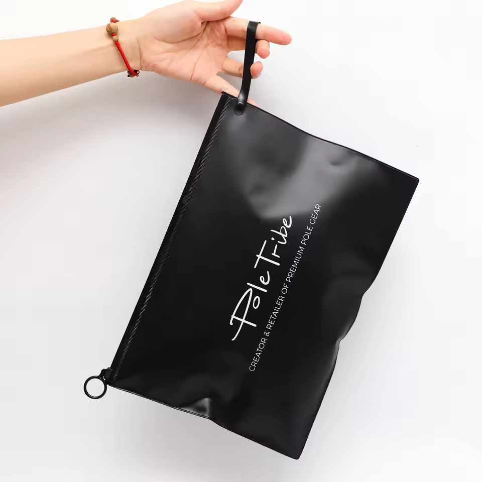 High Quality Luxury Matte Black Plastic Zipper Bag With Logo Print For Clothes Garment T-shirt Storage Ziplock Pouch