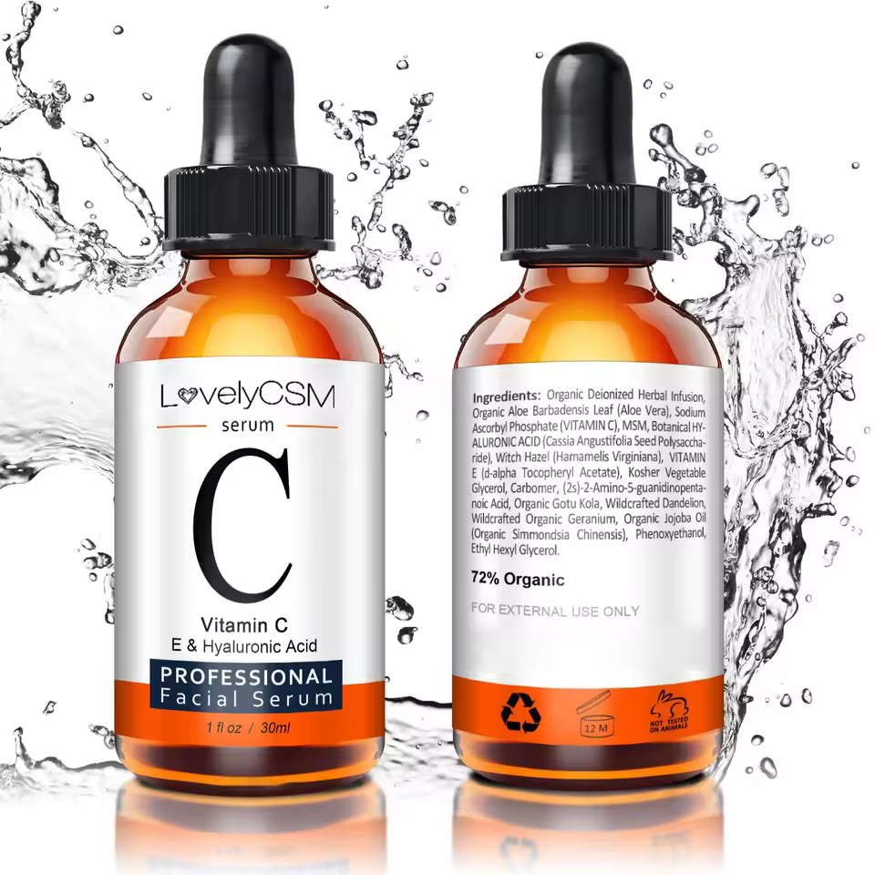 Lovelycsm Skin Face Vitamin C Serum Private Label Collagen Hyaluronic Acid Natural Ascorbic Acid Oem Vitamin C Serum For Skin