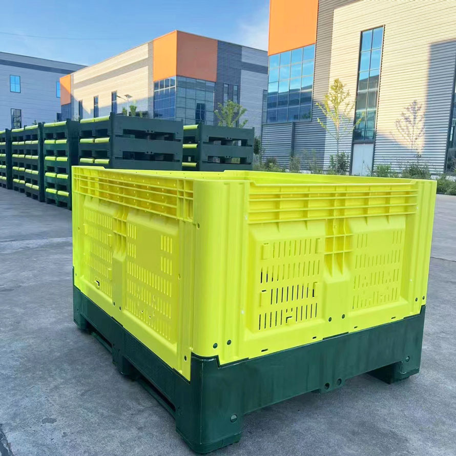 Collapsible Ventilated Agricultural Bins for Fresh Produce Transport and Storage