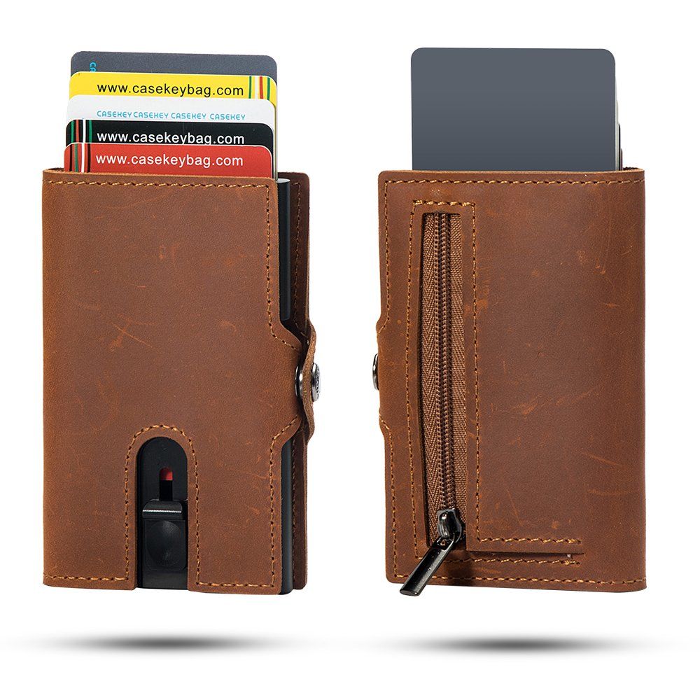 2024 Famous Brand Quality Card Holder Men Extra Slim Coin Purses Brown Smart Wallet