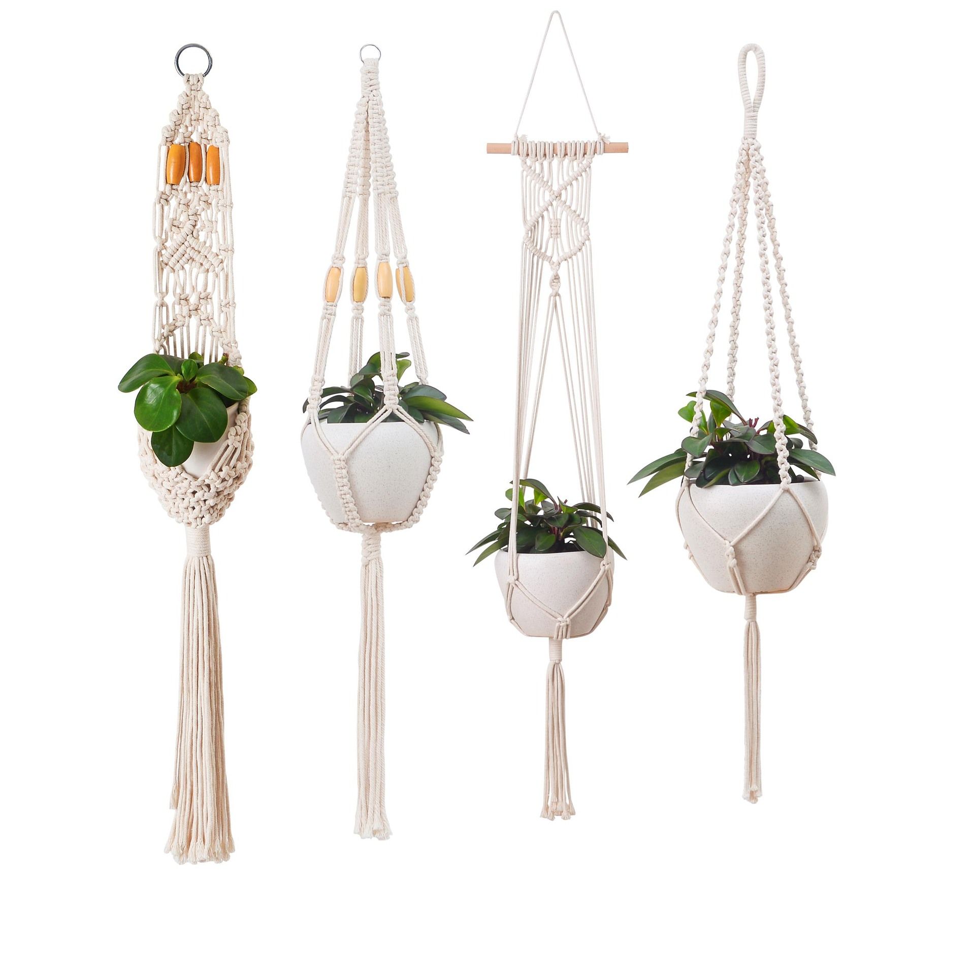 Handmade Cotton Macrame Plant Hanger Indoor Outdoor Plant Hanger Decoration Plant Hanger