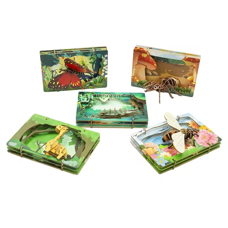 Theater Puzzle Dino Kits 3d Children Toy Fast Shipping Wooden Diy Animal Puzzle