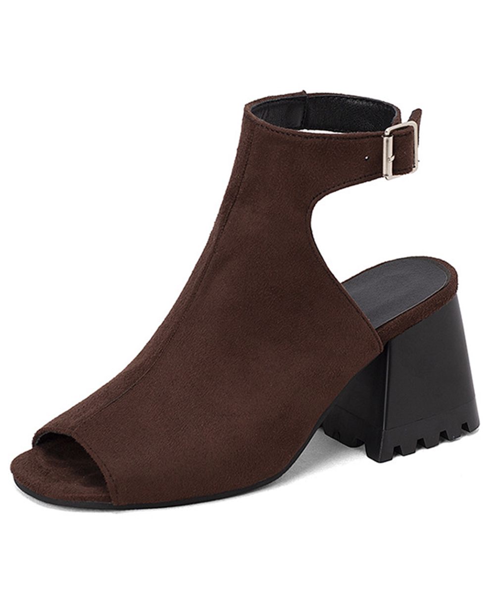 Ready to Ship Large Size Fashion New Black Thick Heel Sandals Foreign Trade Buckle Women's Shoes Women's High-Heeled Sandals