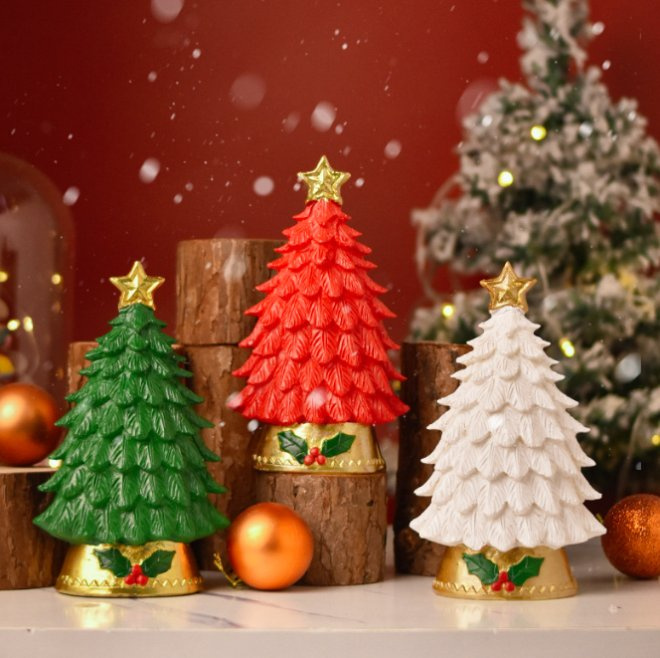 Resin Crafts Christmas Tree Decoration with Operated Battery,
