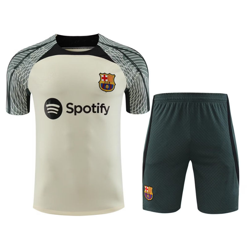 Training Suit Barcelona Pea Green Traing Set T-Shirt and Shorts Soccor Kits