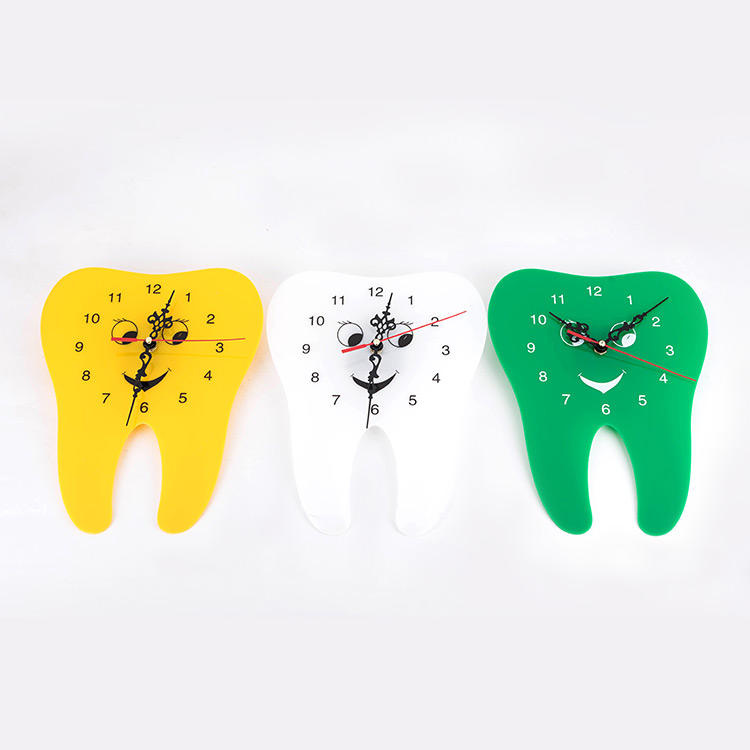 Dental Office Tooth Shape Smile Face Wall Clock Dentist Gift Clinic Decorations