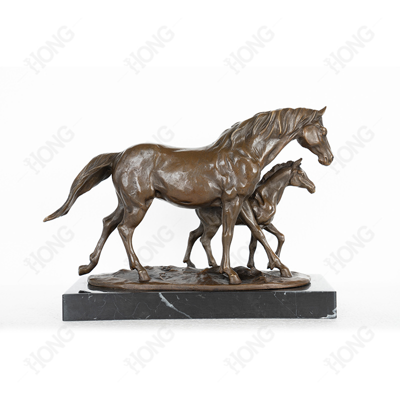 Classic Bronze Horse Sculpture with Marble Base for Home Decoration