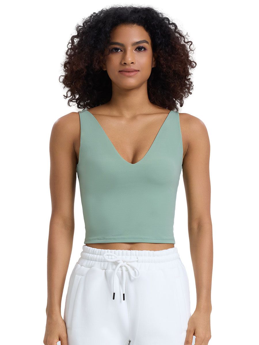 Women's Sleeveless V-Neck Vest Yoga Wear Cloud Soft Shirt High Elasticity Simple Soft Tight Breathable Sports Top