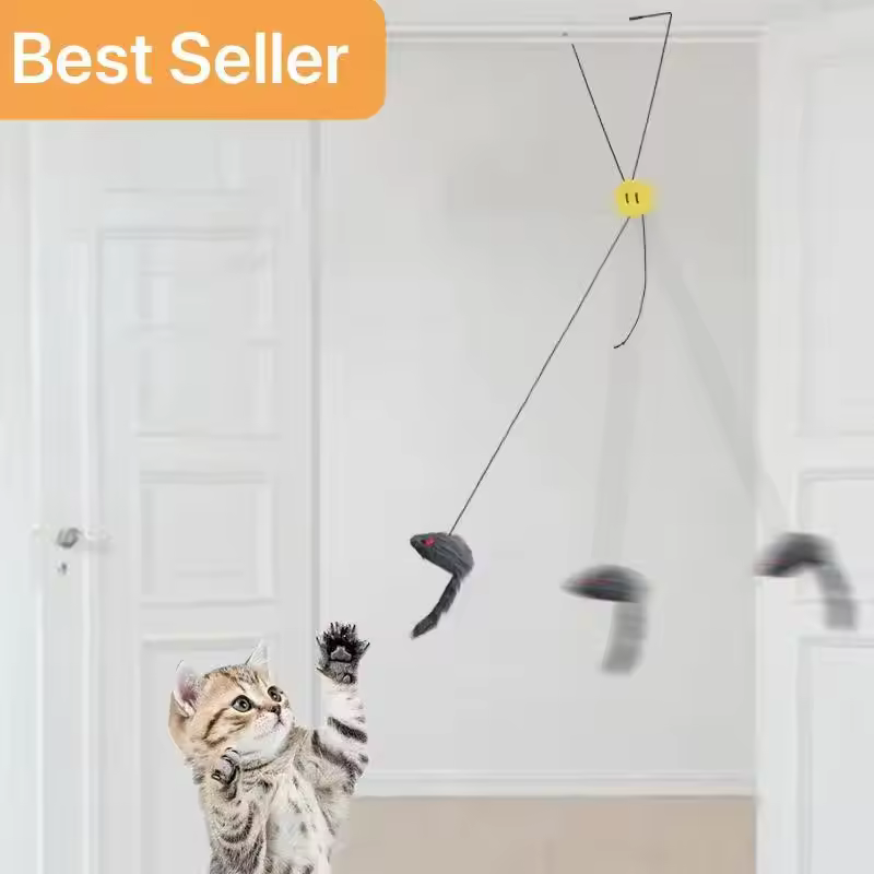 In Stock Plush Indoor Cat Mouse Toy Funny Retractable Door Hanging Toy Sustainable Bouncing Feature