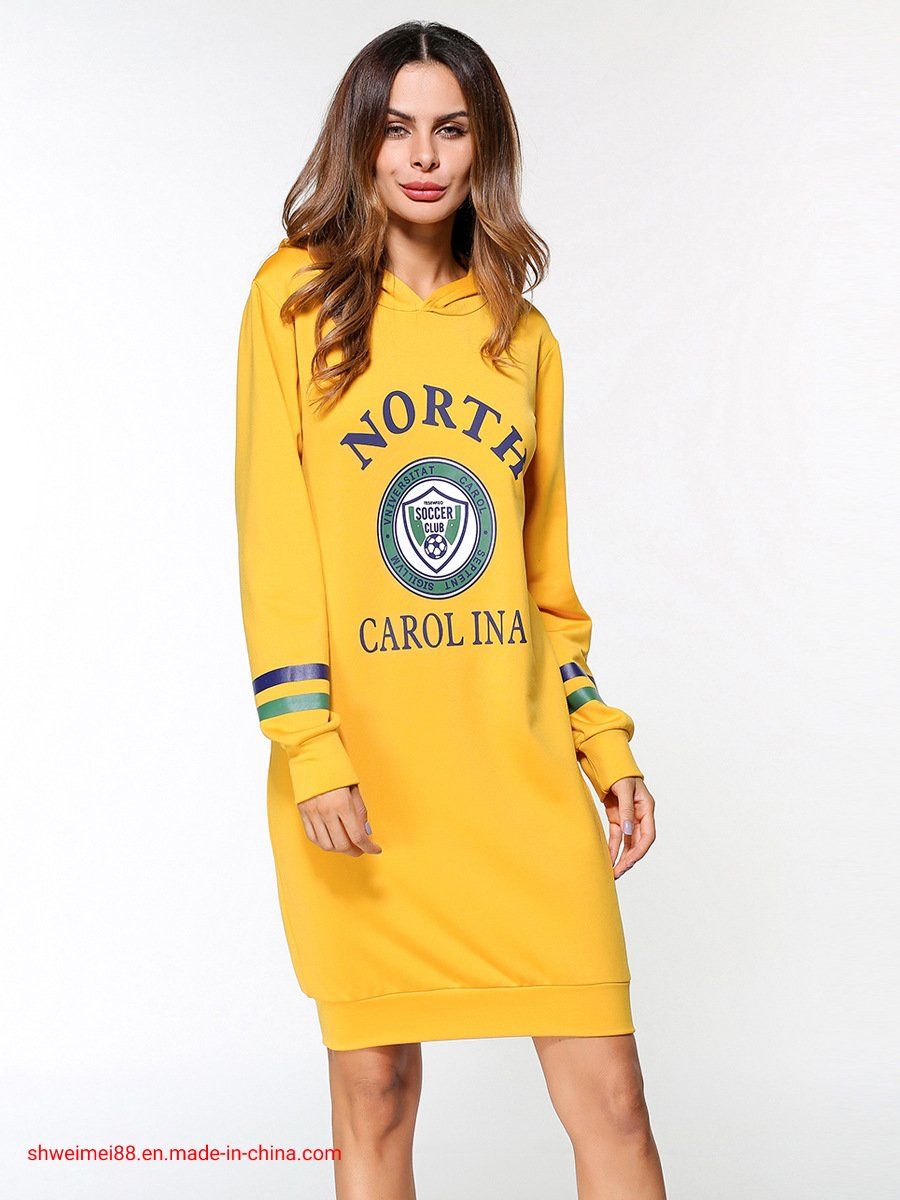 Women's Hoodie Long Tunic Dress Solid Pullover Loose Sweater Hoodie Sweatshirt Long Tops