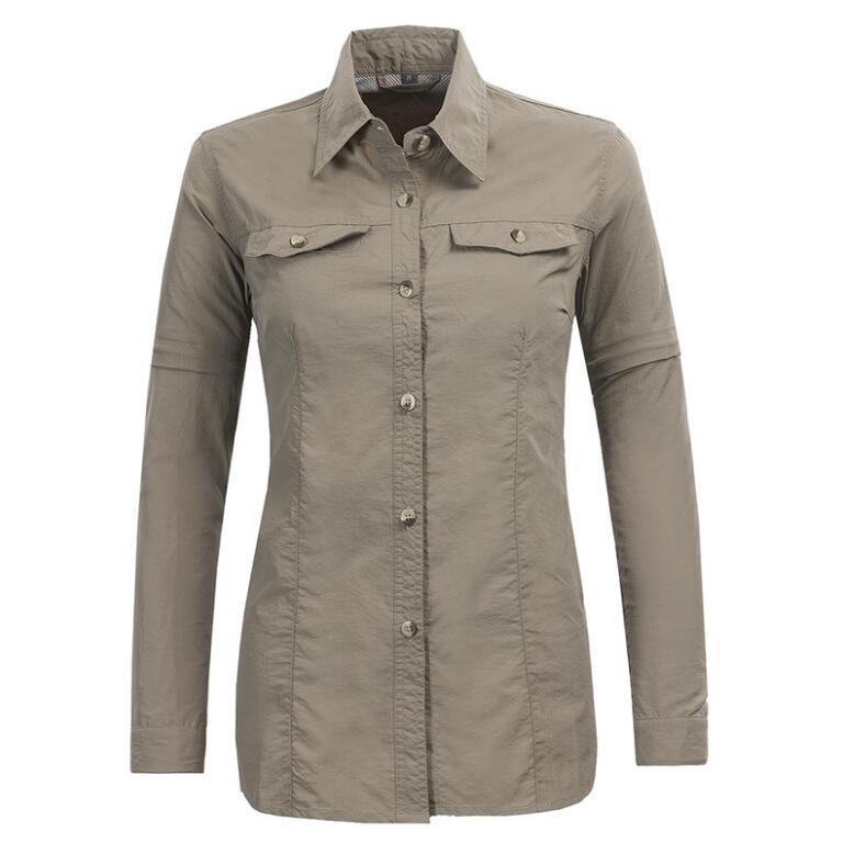 Women 100% Cotton Twill Chino Lady's Outdoor Hiking Sports Dress Cargo Shirts