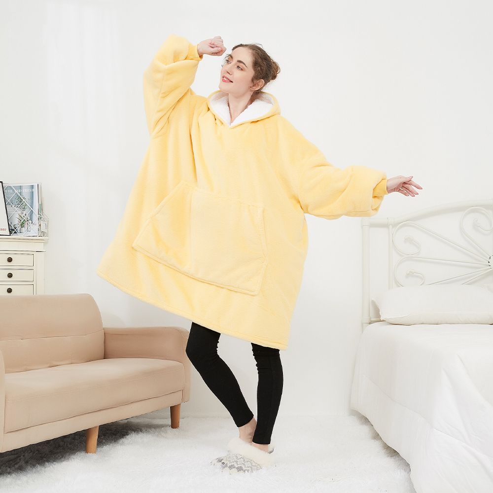 New Luxury One Size Fits All Warm Sherpa Wearable Fleece Hoodies Blanket