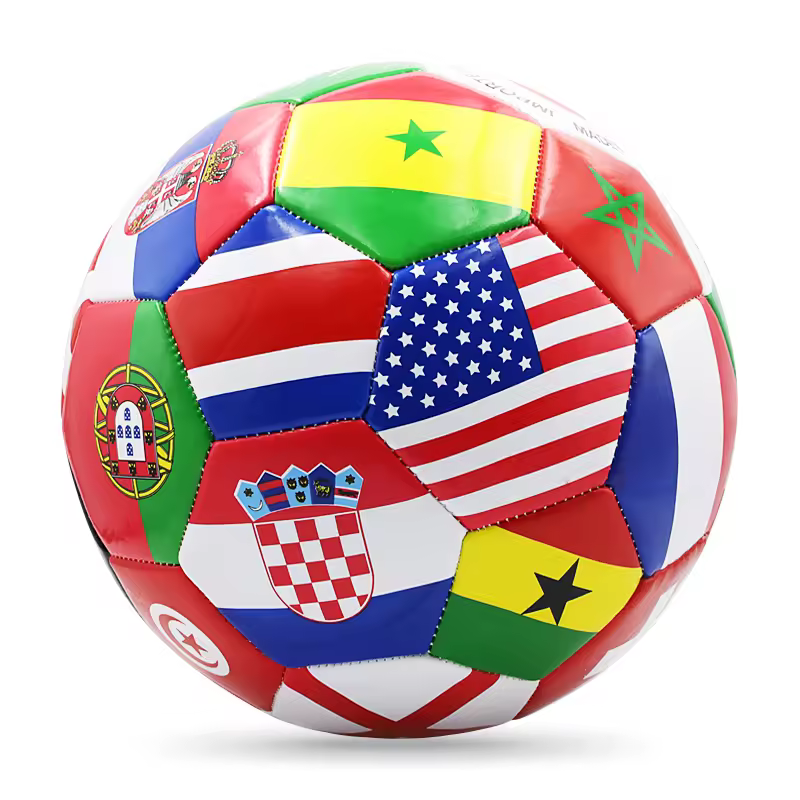 Ready To Ship Size 5 Pvc Football Multi-country Flag Design Machine-stitched Soccer Ball For Outdoor Play
