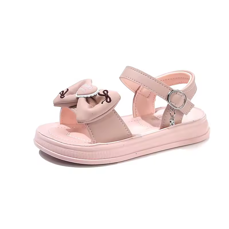 Wholesale Fast Shipping Flat Bow Sandals For Girls Korean Style Safety Comfortable With Patterns For Spring And Autumn