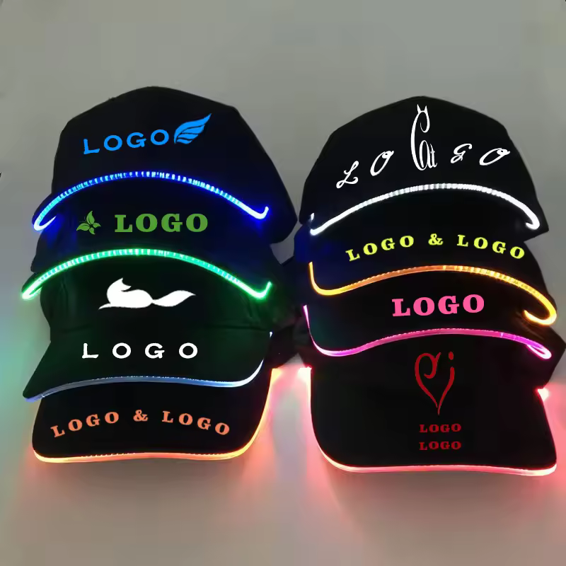 Neon Party Novelty Supplies Fashion Flash Baseball Cap Glow in the Dark Luminous Cap Custom LOGO Cool LED Light up Hat