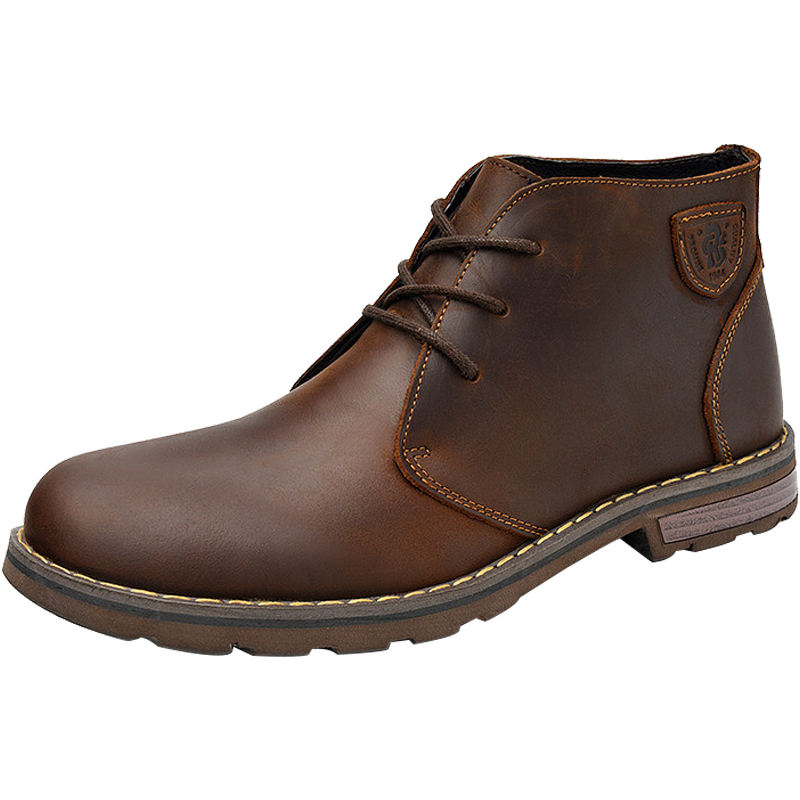 Factory New Brand Ankle Men Boots Winter Warm Boots Genuine Leather Ankle Boots