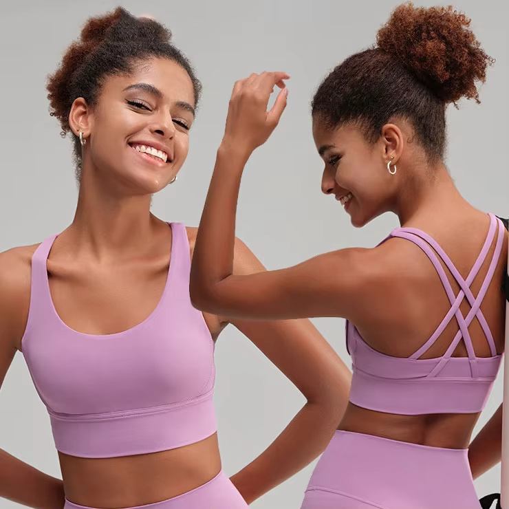 Factory Premium Lulu High Quality 80% Nylon 20% Spandex Women Sports Bra Tops for Gym Yoga Fitness