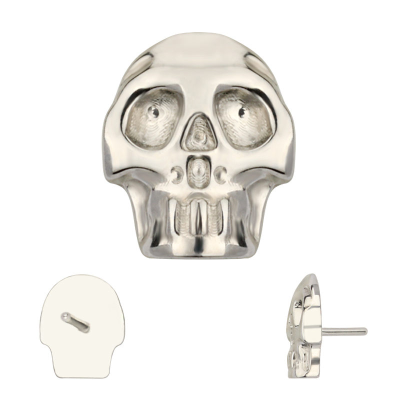 Gzn Ready to Ship Jewelry Titanium Push in CNC Grave Skull Threadless Earring Top Labert