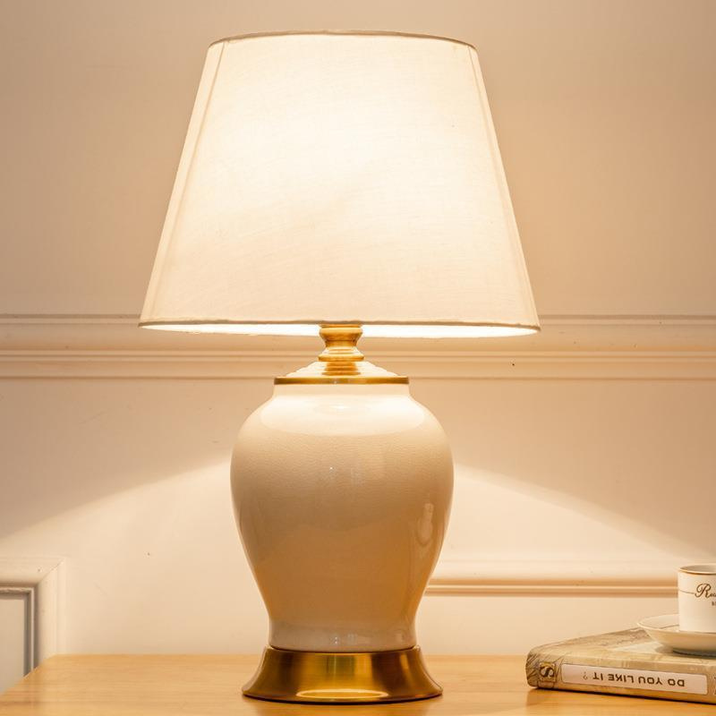 Elegant Ceramic Copper Foot Table Lamp-Versatile for Living Room, Bedroom, Hotel Bedside Lighting Durable & Modern Design