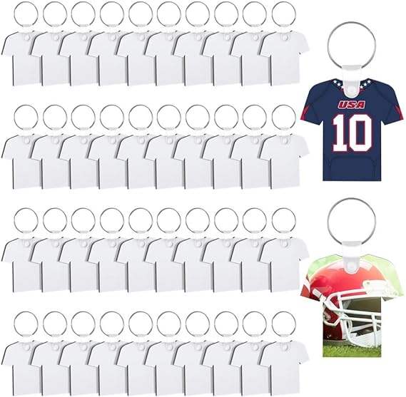 MDF Double-Sided Heat Transfer Football T-shirt Key Chains Sublimation Printable Blank Keychains for Home Decorations