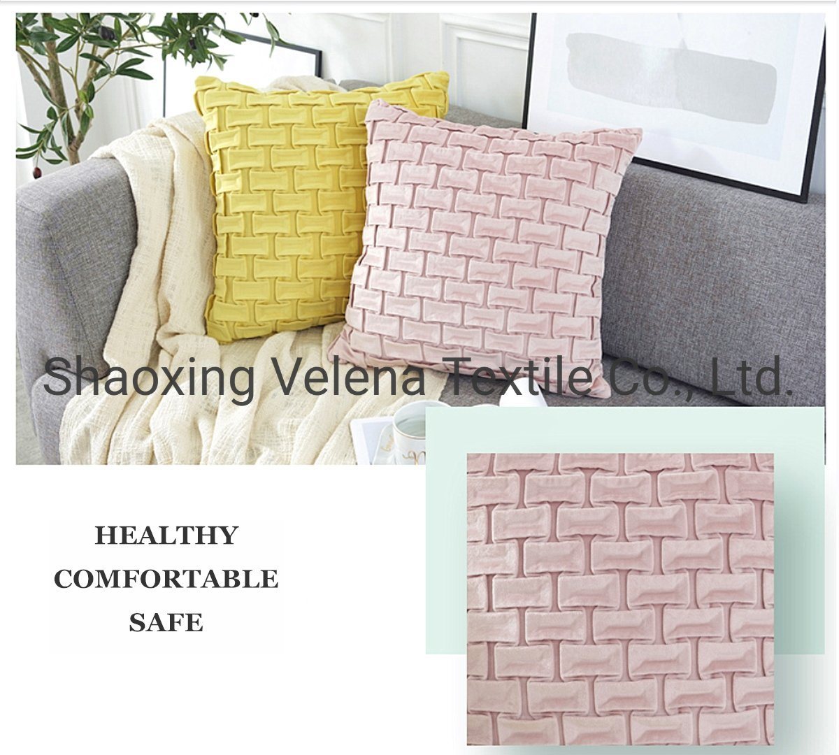 Wholesale Modern Concise Style Jacquard Holland Velvet Wrinkles Cushion Cover for Home Decor Fabric