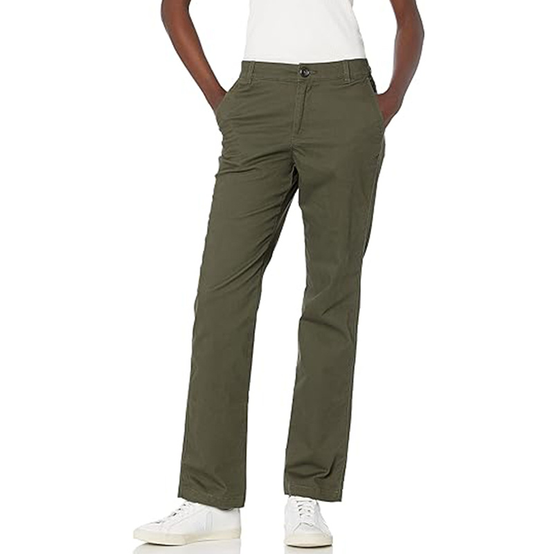 Women's Slim Straight-Leg Stretch Twill Chino Pants Durable Wear
