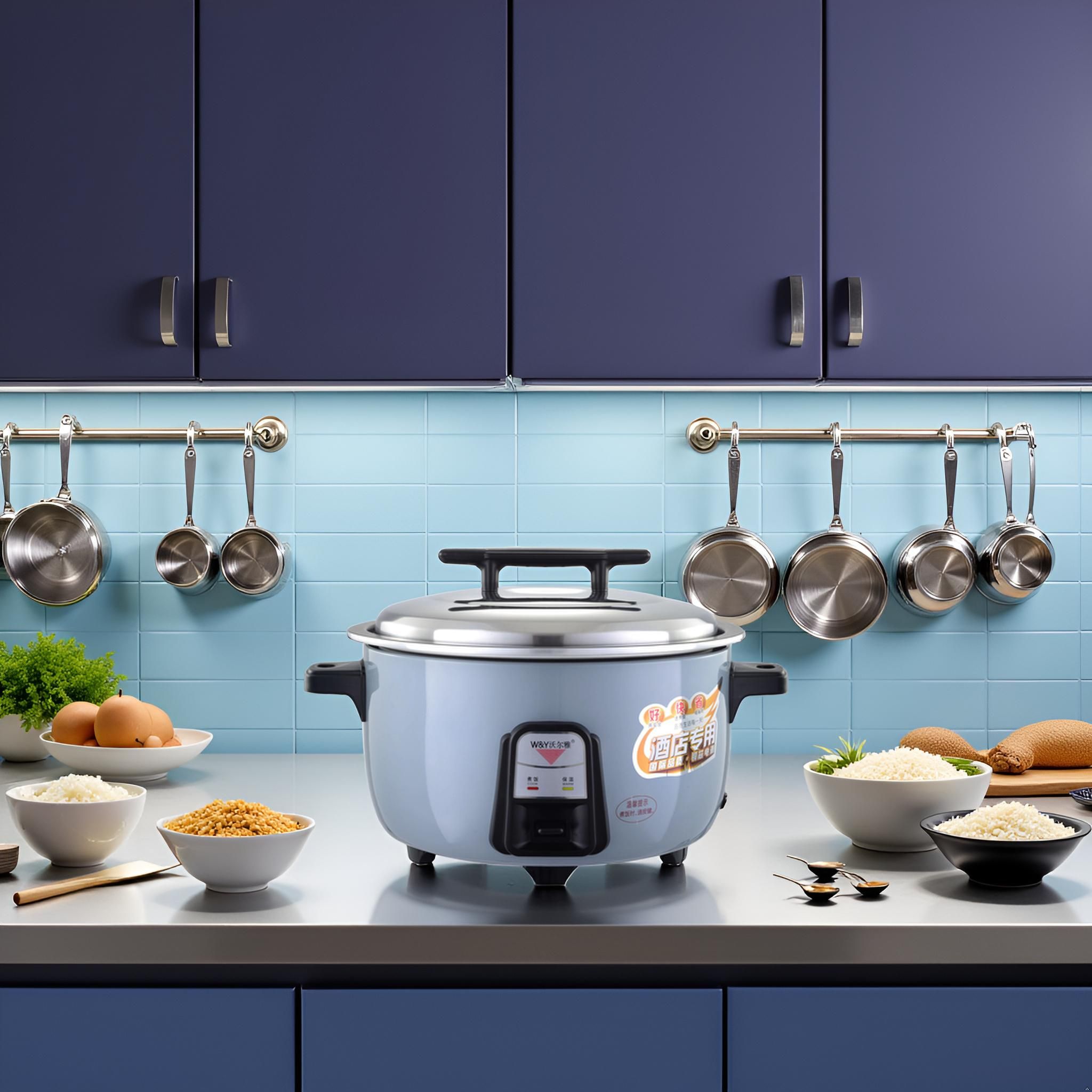 Large Capacity 10L Silver Rice Cooker for Efficient Cooking