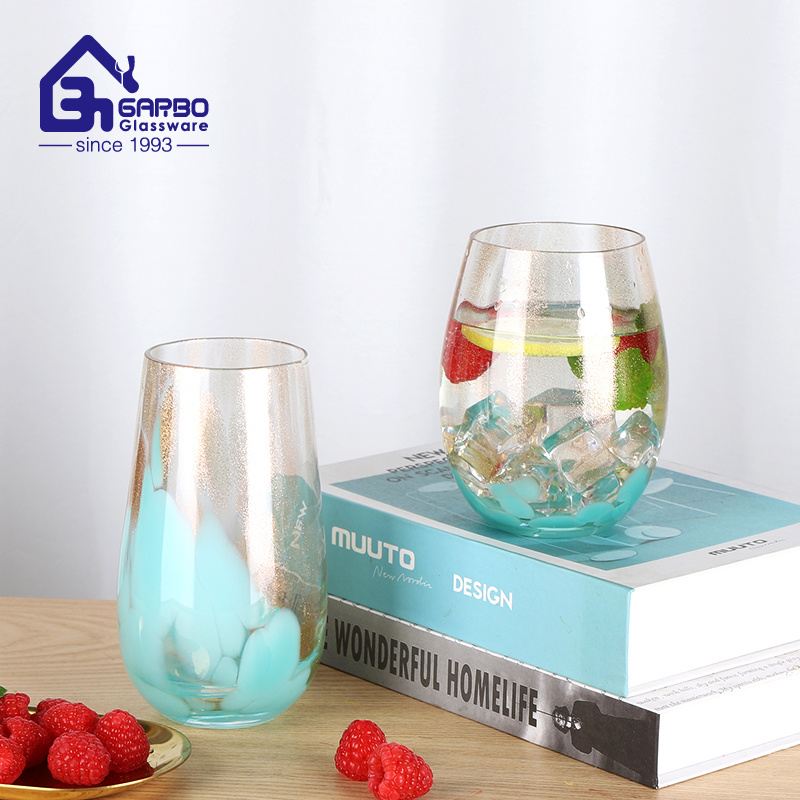 Colored Drinking Glasses 530ml Glass Tumbler Mouth Blowing Glass Cups Barware Decorative Glassware Beer Glass OEM Printed Water Glass Cups Manufacturer China