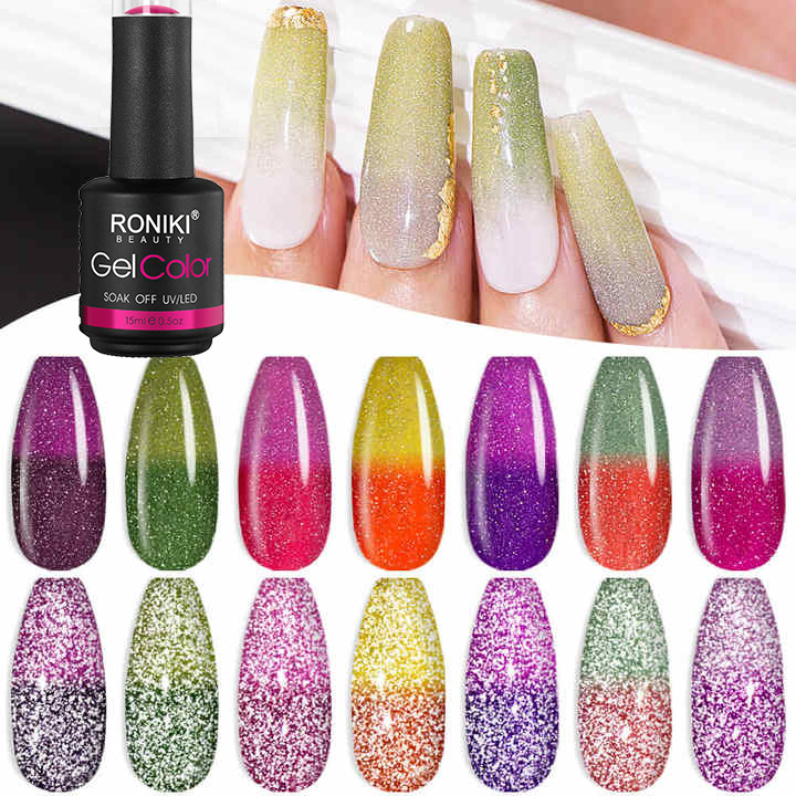Private Label Glow in Dark Neon Color Diamond Reflective Gel Flash Disco Gel Nail Polish