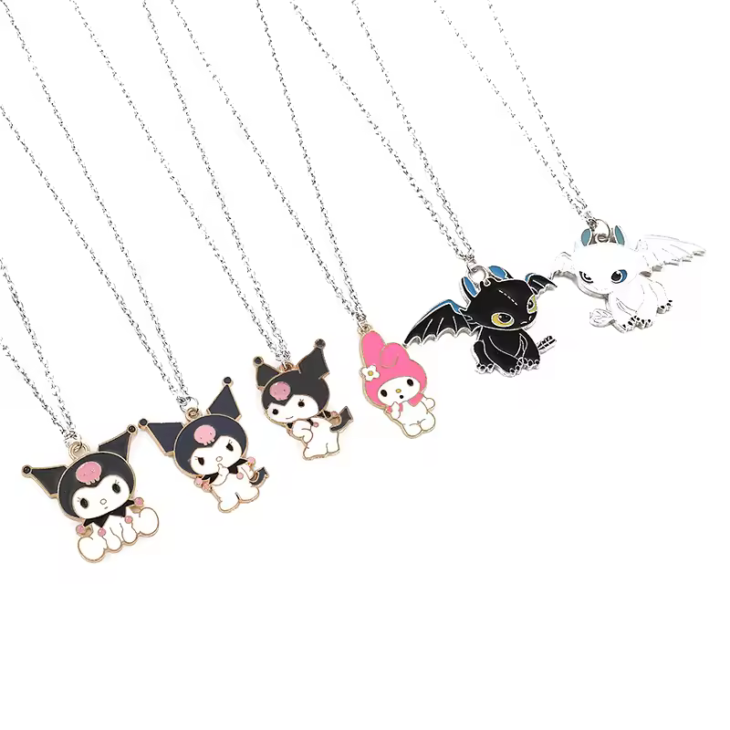 Fashion Jewelry Necklaces Dainty Chain Necklace Anime Kuromi Series Custom Necklace For Women Zinc Alloy Silver Chain 5 G 2pcs