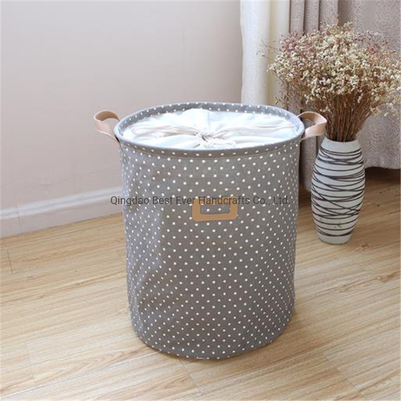 Waterproof Round Cotton Linen Laundry Hamper