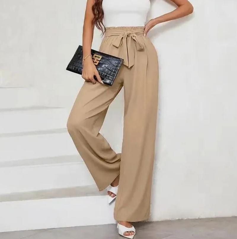 Women's High Waisted Loose Cotton Pants, Wide Leg, Fashionable Style