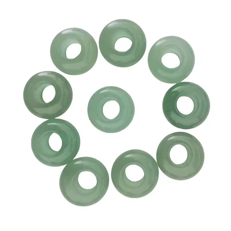New Stylish Donuts Shape Natural Gemstone Abacus Beads Large Hole Green Aventurine Beads For Pendant Necklace
