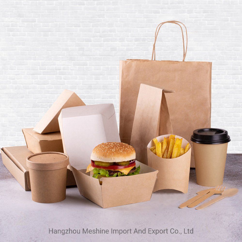 Disposable Take Away Kraft Lunch Box for Fast Food Packaging Paper Wrapping Container Paper Boxes