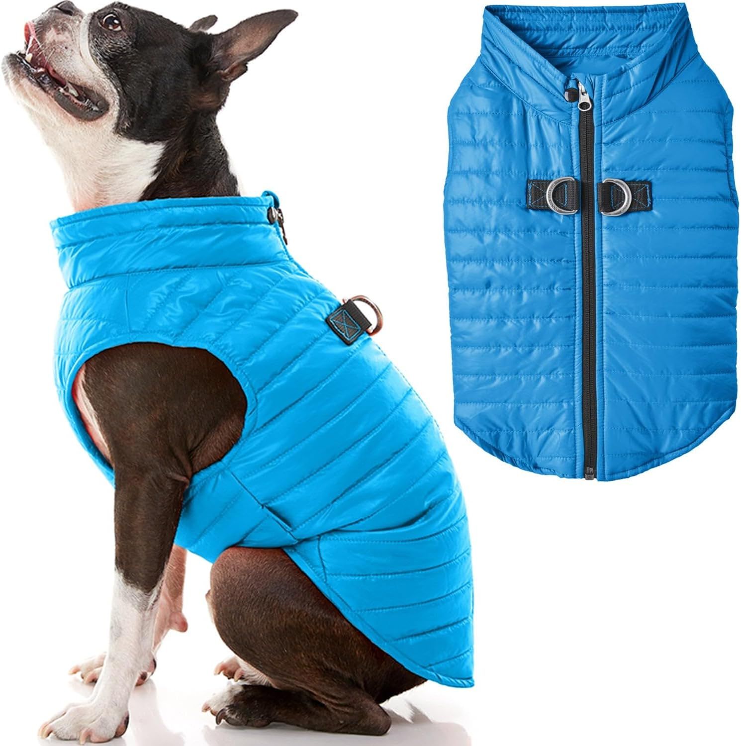 Ultra Thin Zip up Wind Breaker with Dual D Ring Leash Pet Coat Puffer Vest