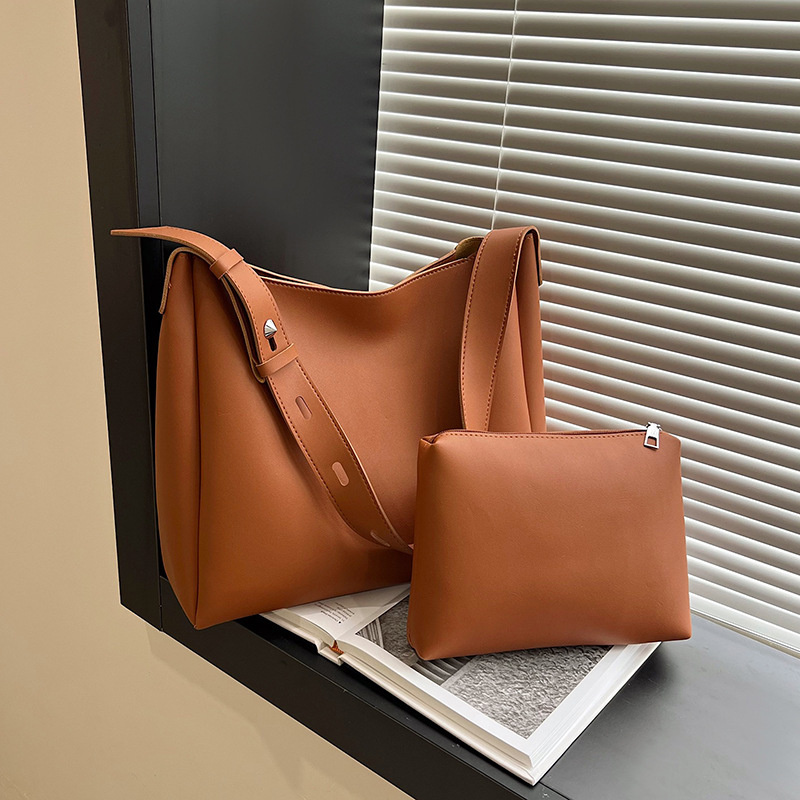 2PCS Large Capacity Combination Bag Women Fashion Versatile Soft Texture PU Leather Shoulder Bags Commuting Tote Handbag Purses