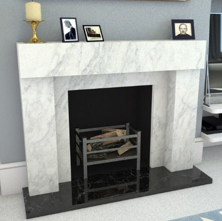 Elegant White Marble Fireplace with Classic Design for Homes
