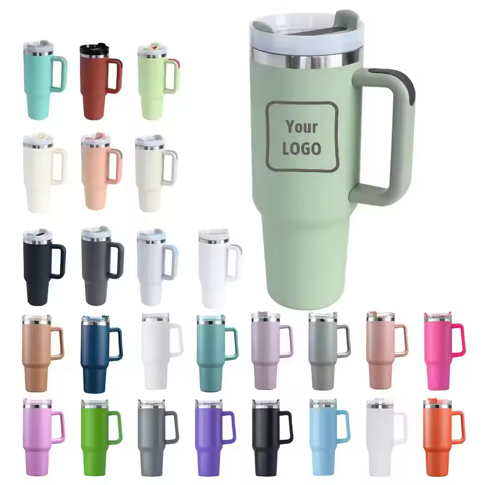 Best Selling Products 2025 Vacuum Metal Cup Stainless Steel Travel Mug 40oz Insulated Handle Tumbler With Lids And Straw