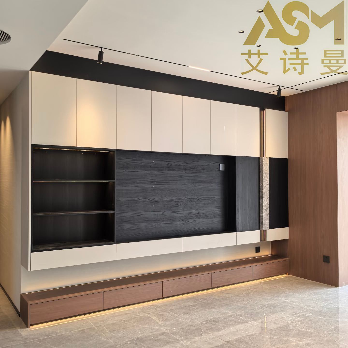 Wholesale Living Room Furniture Marble Top Modern MDF Design Glass Electric Fire Place Wood Living Room Simple Wooden Glass TV Stand