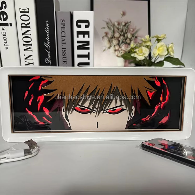 ABS Frame Led Mood Light Manga Paper Cut Shadow Box Anime Room Decoration Christmas Present Light Box Home Decor Dropshipping
